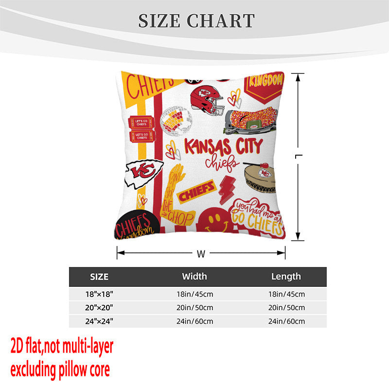 Kansas City Chiefs Pillow Case Chiefs Pillow Cover ( Without Pillow Insert ) Style 29
