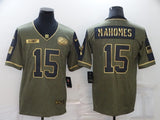 Kansas City Chiefs #15 Patrick Mahomes 21 Salute Gold Text 927