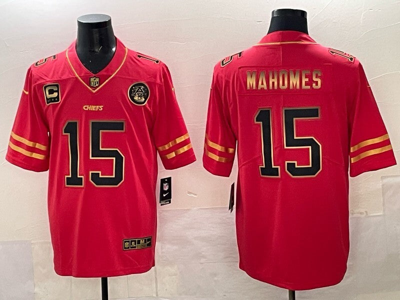Kansas City Chiefs #15 Patrick Mahomes Chiefs Gold Text