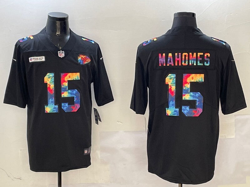 Kansas City Chiefs #15 Patrick Mahomes Chiefs Rainbow