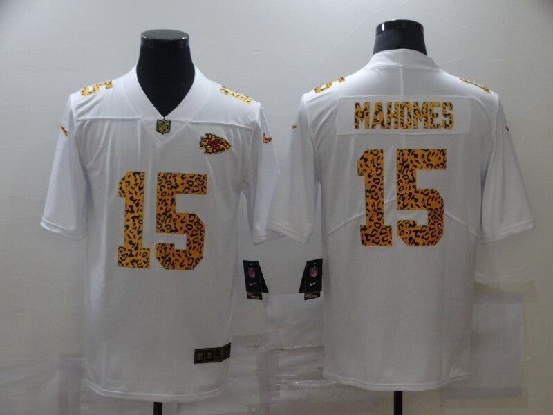 Kansas City Chiefs #15 Patrick Mahomes II White Leopard Print Adult 093