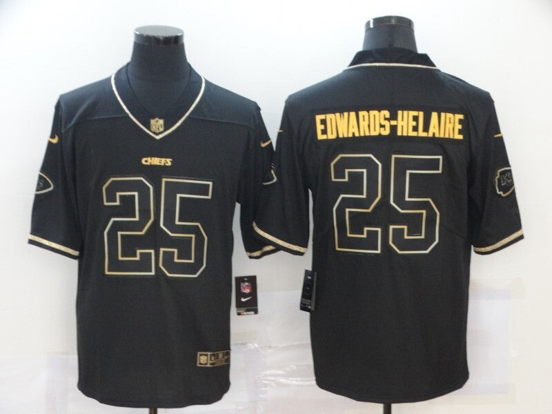 Kansas City Chiefs #25 Edwards-Helaire Black Retro Gold 246