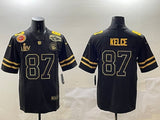 Kansas City Chiefs #87 Travis Kelce Chiefs Black Gold Text Style 1