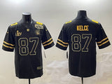 Kansas City Chiefs #87 Travis Kelce Chiefs Black Gold Text Style 2