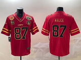 Kansas City Chiefs #87 Travis Kelce Chiefs Red Gold Text Style 1