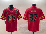 Kansas City Chiefs #87 Travis Kelce Chiefs Red Gold Text Style 2