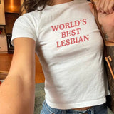 LGBT Shirt, World's Best Lesbian Y2K Baby Tee, Cute Shirts, Funny Gay Pride Shirts, Queer Tshirt, Unisex LGBTQ Clothing, 90s Aesthetic 2000s