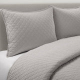 King/California King, Lightweight, Grey, Textured, Reversible, 3-PC,  Quilt Set