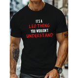 Leo Thing Print, Men's Round Crew Neck Short Sleeve Tee, Casual T-Shirt Casual Comfy Lightweight Top For Summer Made in USA