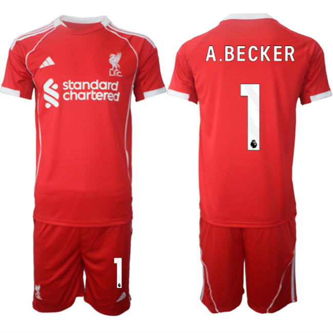 Liverpool #1 Alisson Becker 2025 Red Home Soccer Jersey Suit
