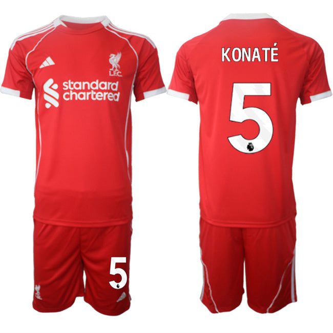Liverpool #5 Ibrahima Konaté 2025 Red Home Soccer Jersey Suit