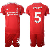 Liverpool #5 Ibrahima Konaté 2025 Red Home Soccer Jersey Suit