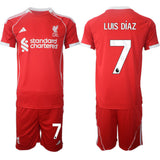Liverpool #7 Luis Díaz 2025 Red Home Soccer Jersey Suit