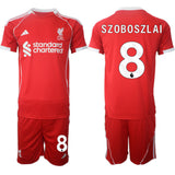 Liverpool #8 Dominik Szoboszlai 2025 Red Home Soccer Jersey Suit