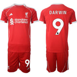 Liverpool #9 Darwin 2025 Red Home Soccer Jersey Suit