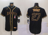 Los Angeles Angels #27 Mike Trout Angels Gold Text Style 3