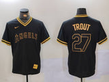 Los Angeles Angels #27 Mike Trout Angels Gold Text Style 4