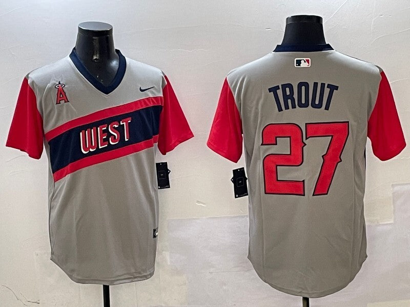 Los Angeles Angels #27 Mike Trout Angels Retro Adult Style 3