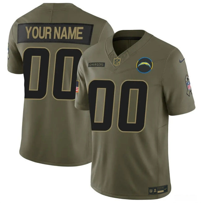 Los Angeles Chargers Active Player Custom Olive 2025 F.U.S.E. Salute to Service