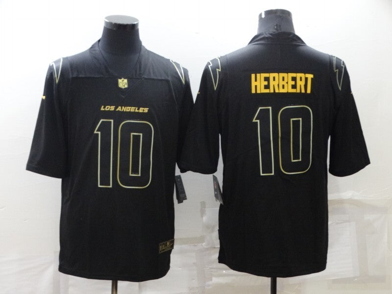 Los Angeles Chargers #10 Justin Herbert Black Retro Gold 51