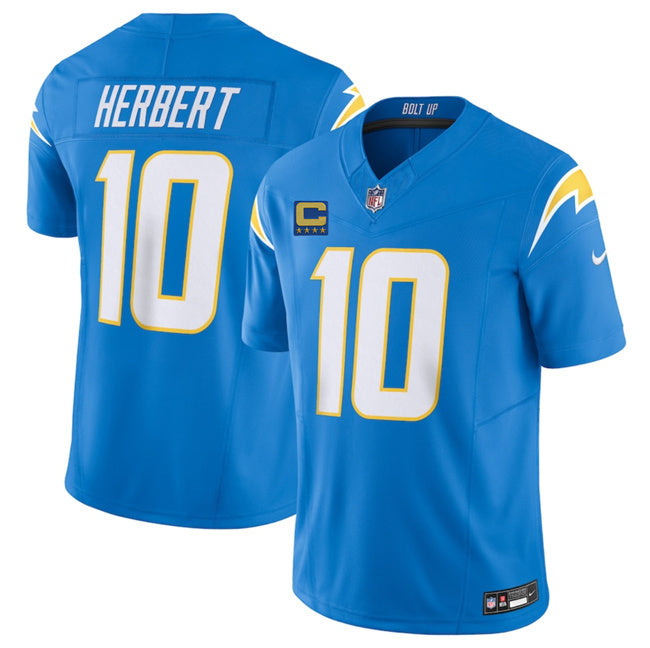 Los Angeles Chargers #10 Justin Herbert Blue 2025 F.U.S.E With 4-Star C Patch Vapor