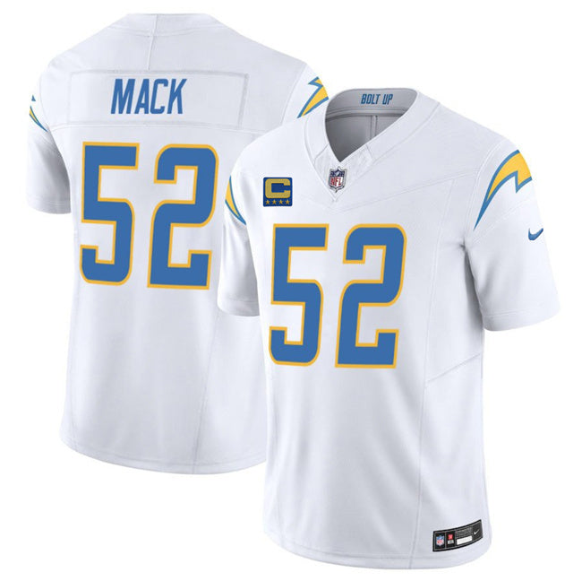 Los Angeles Chargers #52 Khalil Mack White 2025 F.U.S.E With 4-Star C Patch Vapor