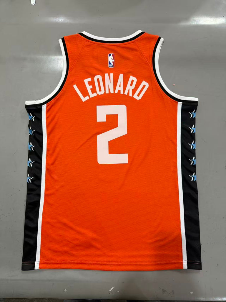 Los Angeles Clippers #2 Kawhi Leonard 26 Season Clippers Team City Orange Red Style 1