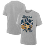 Los Angeles Dodgers Grey 2025 World Series Champions Locker Room T-Shirt2