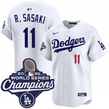 Los Angeles Dodgers #11 Roki Sasaki home limited 2025 world series champions jersey