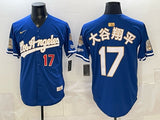 Los Angeles Dodgers #17 Shohei Ohtani Dodgers Blue Gold Adult