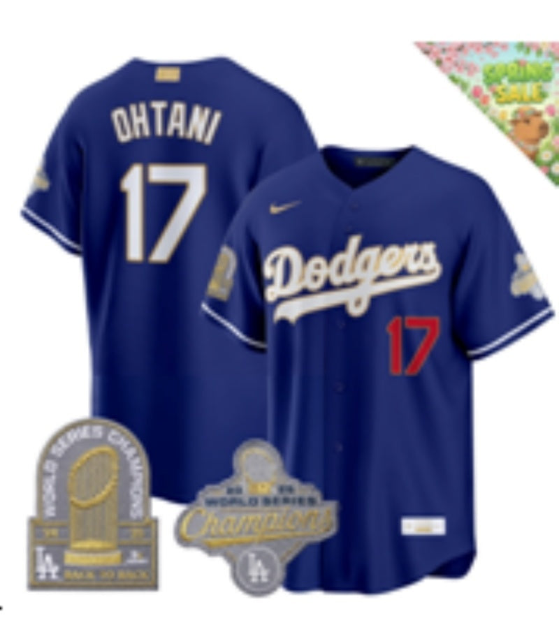 Los Angeles Dodgers #17 Shohei Ohtani Dodgers Blue Gold V2