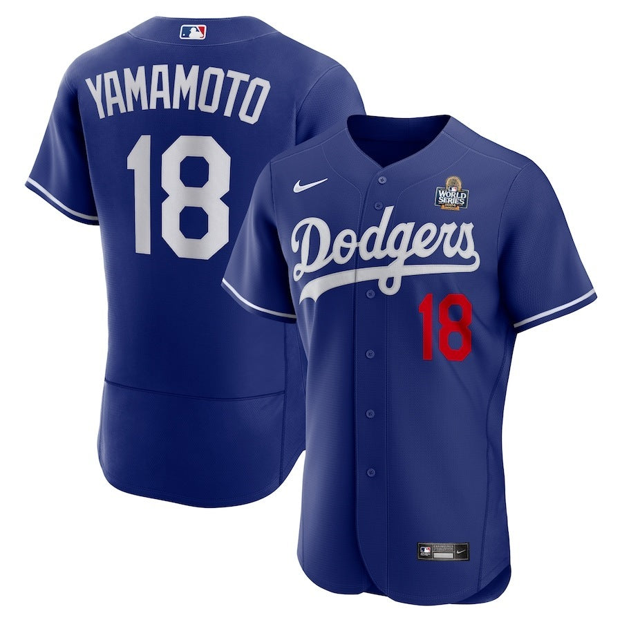 Los Angeles Dodgers #18 Yoshinobu Yamamoto 2024 World Series Alternate Authentic Player Jersey - Royal
