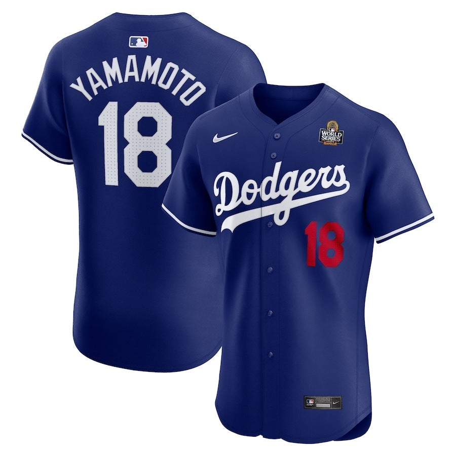 Los Angeles Dodgers #18 Yoshinobu Yamamoto 2024 World Series Alternate Elite Player Jersey - Royal