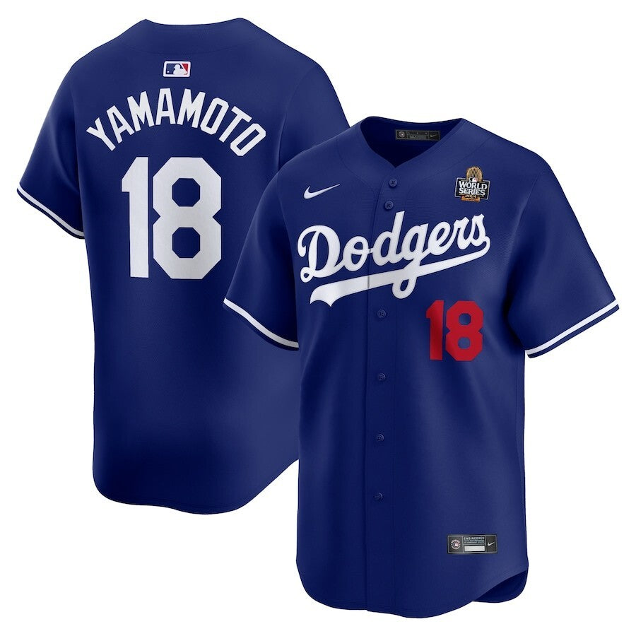 Los Angeles Dodgers #18 Yoshinobu Yamamoto 2024 World Series Home Limited Player Jersey - Royal