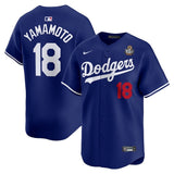 Los Angeles Dodgers #18 Yoshinobu Yamamoto 2024 World Series Home Limited Player Jersey - Royal