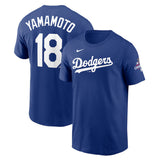 Los Angeles Dodgers #18 Yoshinobu Yamamoto Royal 2024 World Series Champions Name &