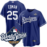 Los Angeles Dodgers #25 Tommy Edman Royal 2025 Alternate World Series Jersey