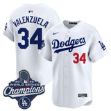 Los Angeles Dodgers #34 Fernando Valenzuela White 2025 World Series Champions Patch