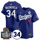 Los Angeles Dodgers #34 Toro Valenzuela Royal 2024 World Series With No. 34 Patch