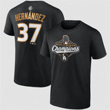 Los Angeles Dodgers #37 Teoscar Hernández Black 2025 World Series Champions Name &