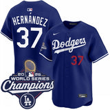 Los Angeles Dodgers #37 Teoscar Hernandez alternate royal limited 2025 world series champions jersey