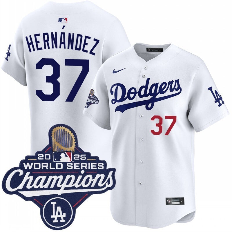 Los Angeles Dodgers #37 Teoscar Hernandez home limited 2025 world series champions jersey
