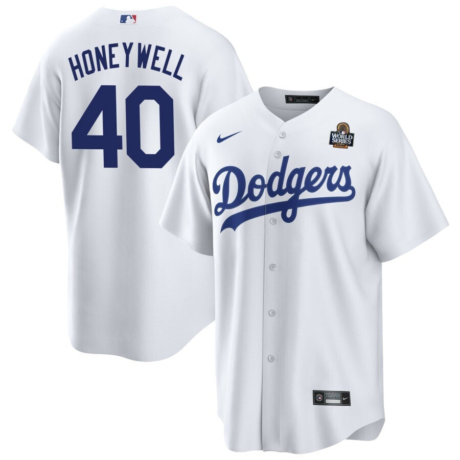 Los Angeles Dodgers #40 Brent Honeywell 2024 World Series Home Jersey - White