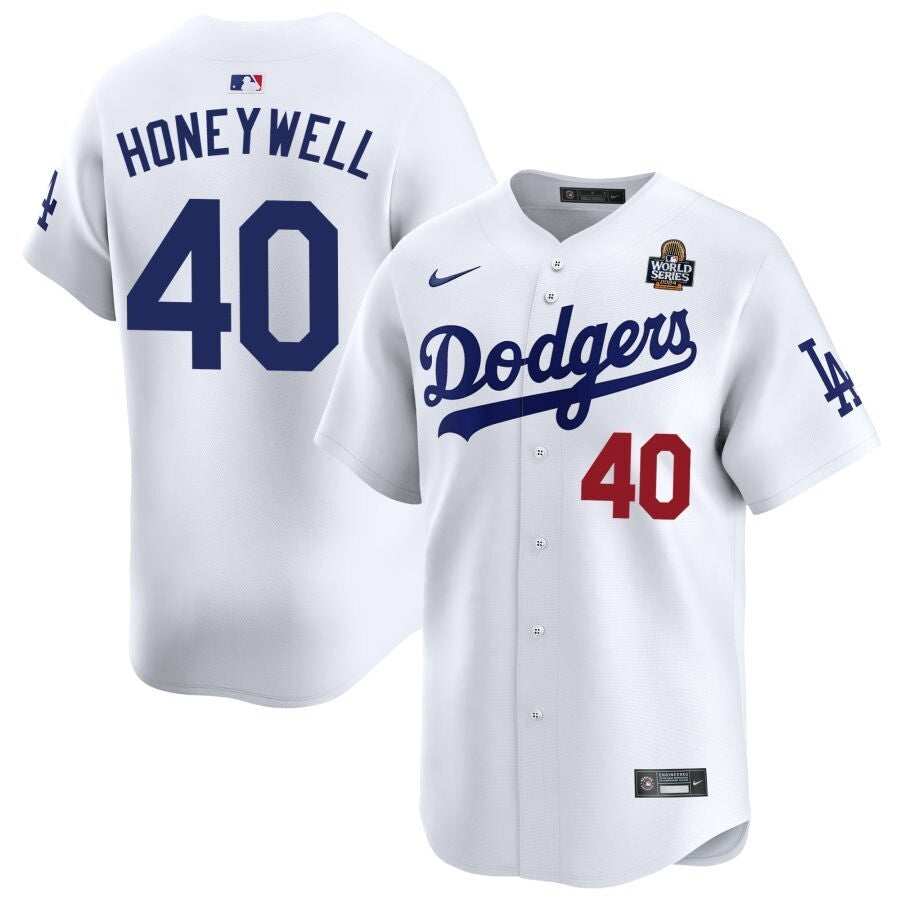 Los Angeles Dodgers #40 Brent Honeywell 2024 World Series Home Limited Jersey - White