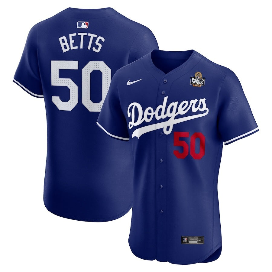 Los Angeles Dodgers #50 Mookie Betts 2024 World Series Alternate Elite Player Jersey - Royal