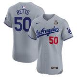 Los Angeles Dodgers #50 Mookie Betts 2024 World Series Road Elite Player Jersey - Gray