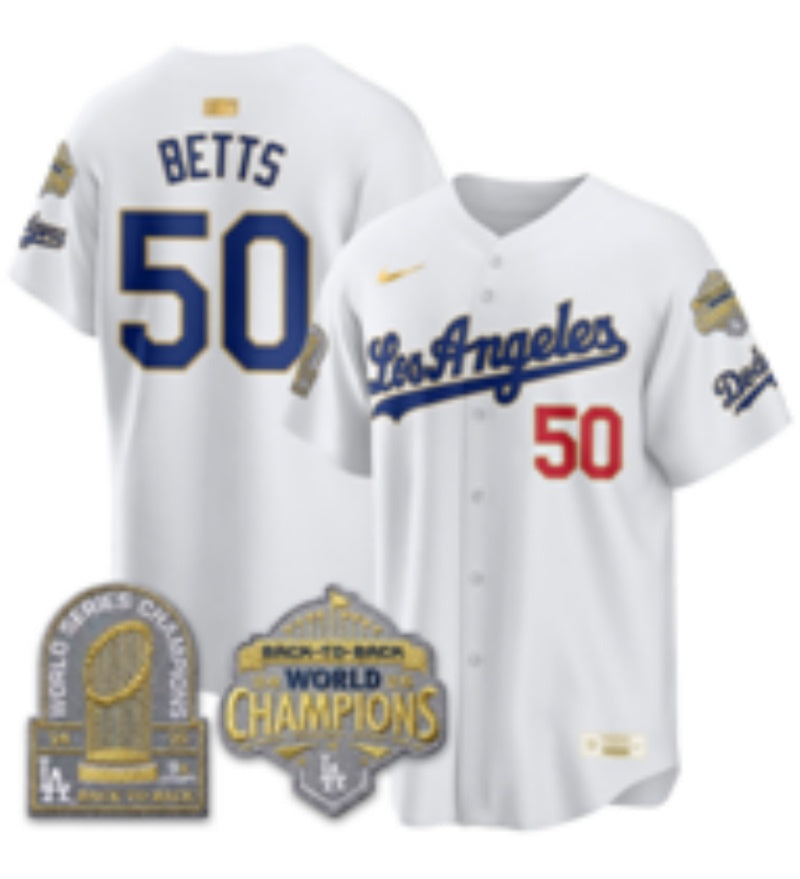 Los Angeles Dodgers #50 Mookie Betts Dodgers Platinum Adult