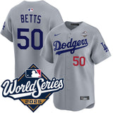 Los Angeles Dodgers #50 Mookie Betts Road Limited 2025 World Series Jersey Style 1