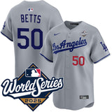 Los Angeles Dodgers #50 Mookie Betts Road Limited 2025 World Series Jersey Style 2