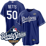 Los Angeles Dodgers #50 Mookie Betts Royal 2025 Alternate World Series Jersey